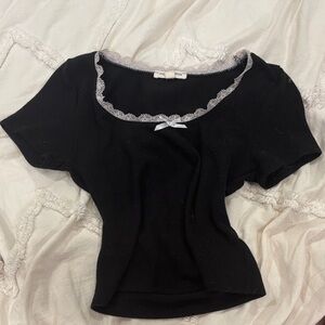 Black y2k cotton top with lace